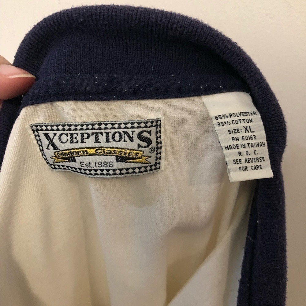 Vintage Xceptions Marine Classics White & Blue Banded Polo Shirt - Picture 5 of 8